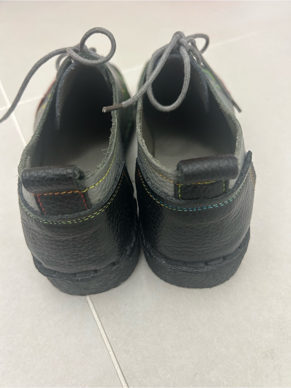 Multicolor Leather Lace-Up Women’s Casual Shoes - Picture 4 of 4
